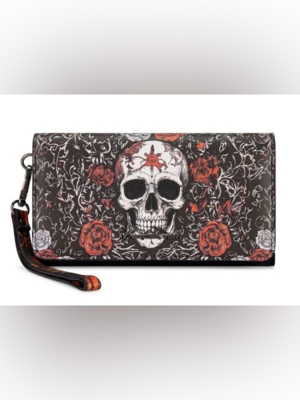 Montana West Black Skull & Red Rose Wristlet Wallet